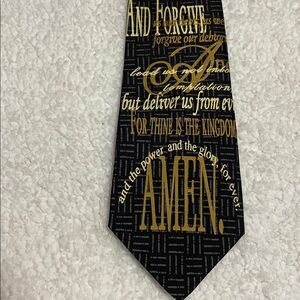 Larson Mens tie printed with the Lords Prayer  preowned beautiful tie 100% silk